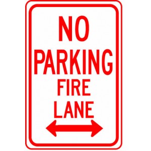 No Parking Fire Lane with Double Arrow Sign